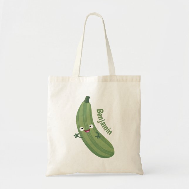 Bolsa Tote Imagem de animação feliz da abobrinha (Frente)