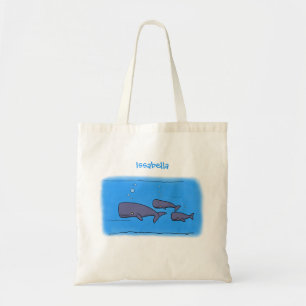Bolsa Tote Imagem de baleias de desenho animado em migração