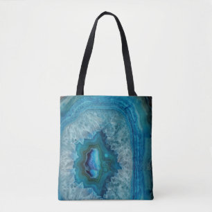 Bolsa Tote Imagem de Cristal de Agatos Minerais de Rock Azul