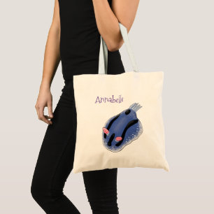Bolsa Tote Imagem de desenho animado azul-nudibranch bonito