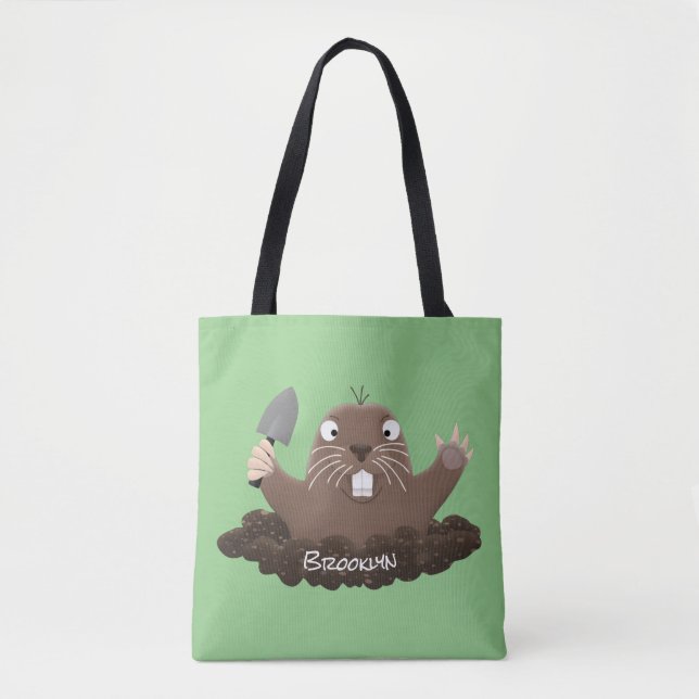 Bolsa Tote Imagem de desenho animado de bolso engraçado (Frente)