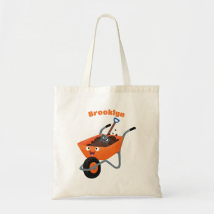 Bolsa Tote Imagem de desenho animado de carrinho de mão laran