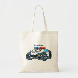 Bolsa Tote Imagem de desenho animado de carro da polícia fel