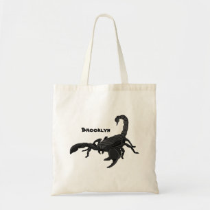Bolsa Tote Imagem de desenho animado de escorpião preto
