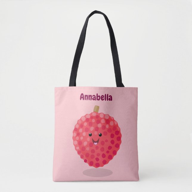 Bolsa Tote Imagem de desenho animado de liso rosa-claro (Frente)