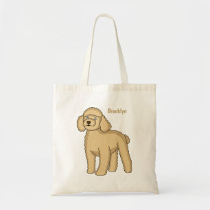 Bolsa Tote Imagem de desenho animado de poodle marrom feliz