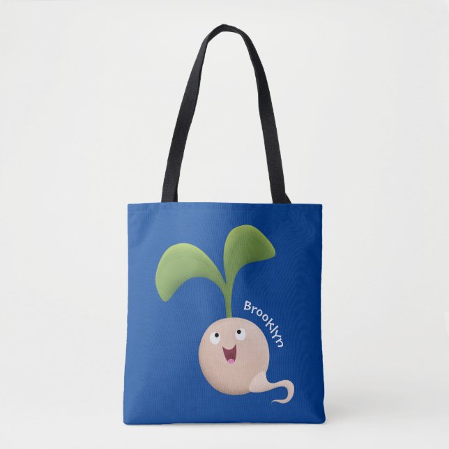 Bolsa Tote Imagem de desenho animado de sementes felizes e bo (Frente)