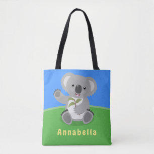 Bolsa Tote Imagem de desenho animado de um coala feliz e boni