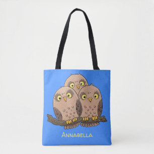 Bolsa Tote Imagem de desenho animado de uma coruja de bebê bo