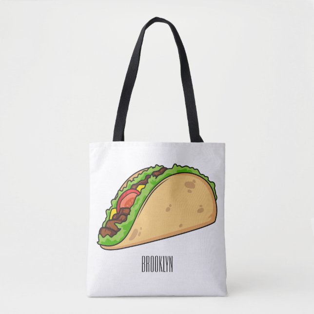 Bolsa Tote Imagem de desenho animado do Taco (Frente)