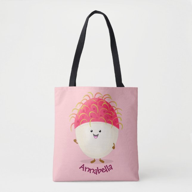 Bolsa Tote Imagem de desenho animado rosa-claro (Frente)