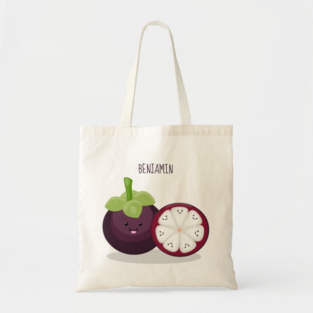 Bolsa Tote Imagem de desenho animado roxo e bonito (Frente)