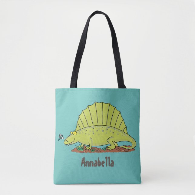 Bolsa Tote Imagem de desenho animado verde-claro (Frente)