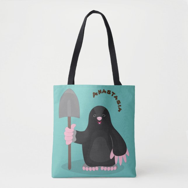 Bolsa Tote Imagem de desenhos animados alegres e bonitos (Frente)
