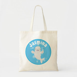 Bolsa Tote Imagem de desenhos animados das bolhas de baleia-b