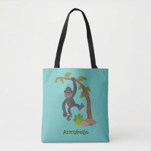 Bolsa Tote Imagem de desenhos animados de gorila, um bebê fe