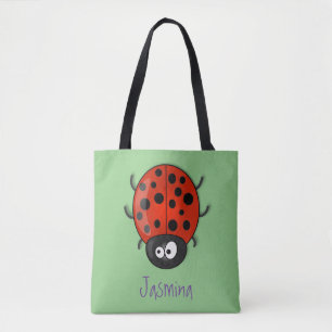 Bolsa Tote Imagem de desenhos animados de ladybug vermelho e 