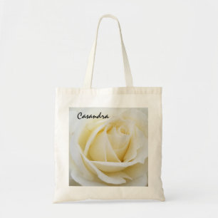 Bolsa Tote Imagem de Fechamento de Rosa Branca Elegante