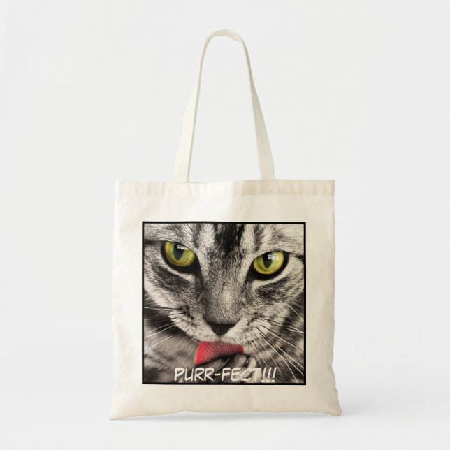 Bolsa Tote Imagem de Gato de Fecho Adorável (Frente)
