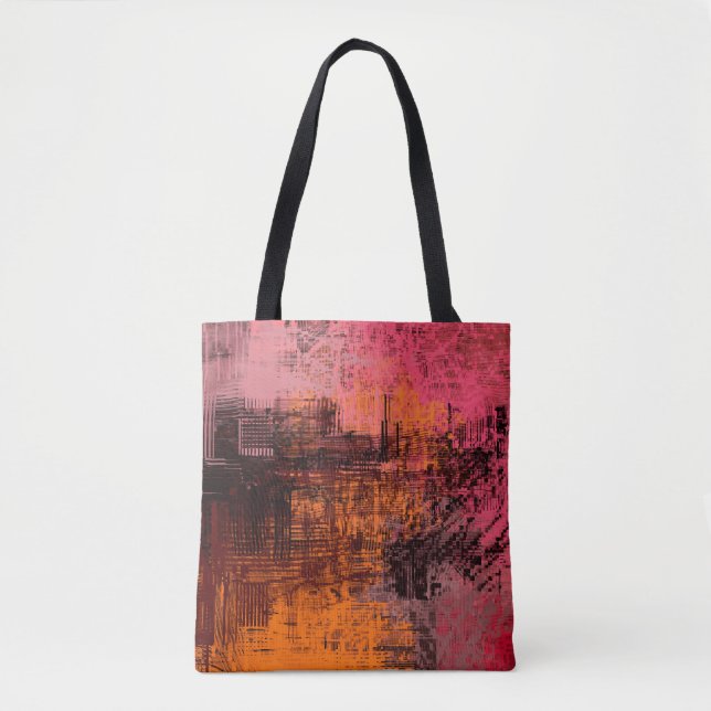Bolsa Tote Imagem de ilustração do 2d com fundo abstrato. Ex (Frente)
