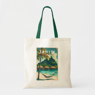 Bolsa Tote Imagem de Tahiti Viagem Art Vintage