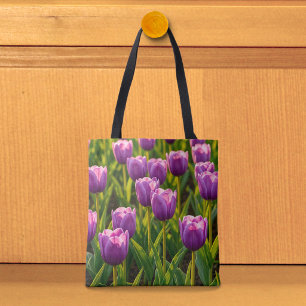 Bolsa Tote Imagem de Tulipas Roxas Nº 2