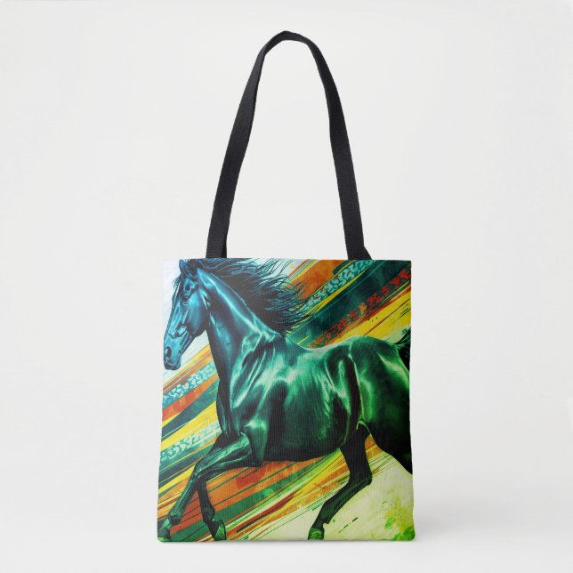 Bolsa Tote Imagem de um Garanhão Galopante em Saco de Compras (Frente)