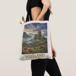 Bolsa Tote Imagem de Viagem Antiga dos Highlands Escoceses