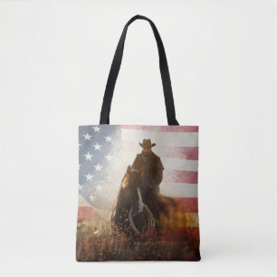 Bolsa Tote Imagem do cowboy do Dia da Independência.