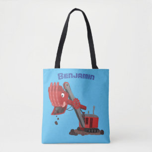 Bolsa Tote Imagem do desenho animado da pá-pá-vapor vermelha,