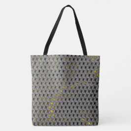 Bolsa Tote Imagem do ouro em placas de cinza, quadrados oblon
