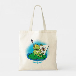 Bolsa Tote Imagem engraçada de desenho animado do sapo verde
