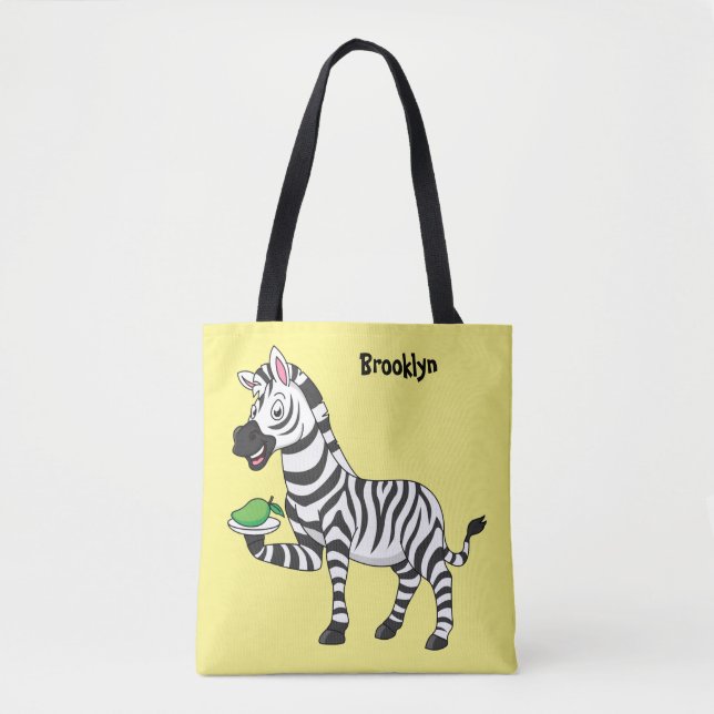 Bolsa Tote Imagem engraçada de desenho animado zebra (Frente)