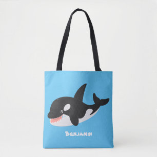 Bolsa Tote Imagem engraçada de desenhos animados de orca,