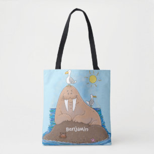 Bolsa Tote Imagem engraçada de desenhos animados de Walrus