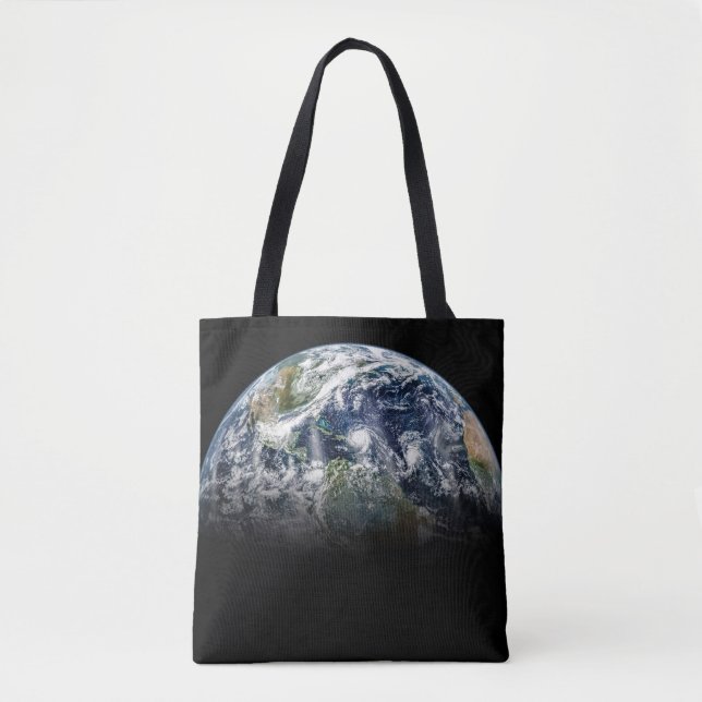 Bolsa Tote Imagem Mosaica Do Planeta Terra Com 3 Furacões (Frente)
