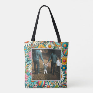 Bolsa Tote Imagem Personalizada Flores Hippie