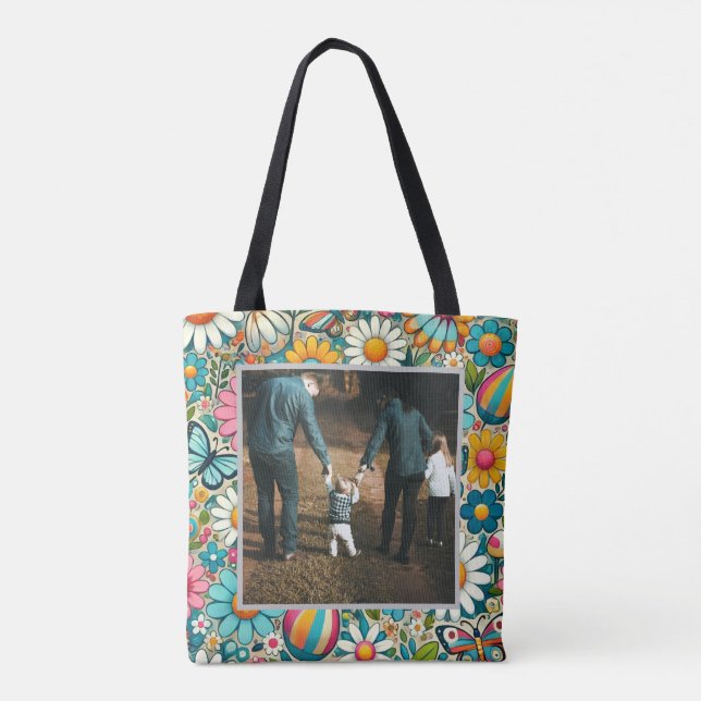 Bolsa Tote Imagem Personalizada Flores Hippie (Verso)