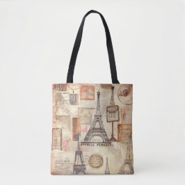 Bolsa Tote Imagem Retro Torre Eiffel Paris