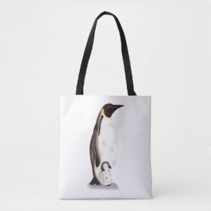 Bolsa Tote Imperador Elegante Realista Pinguim com Bebê