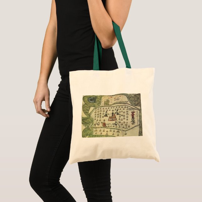 Bolsa Tote Império Asteca de Montezuma, mapa mundial antigo,  (Frente (produto))