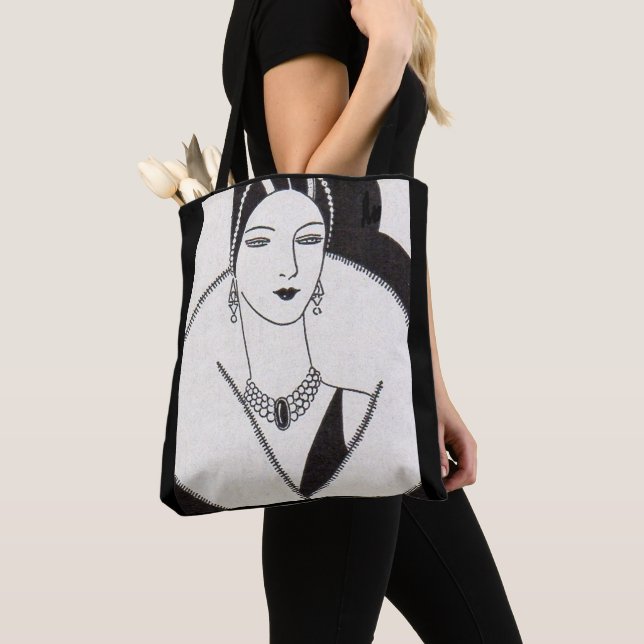 Bolsa Tote impressão 1928 da mulher do art deco (Close Up)