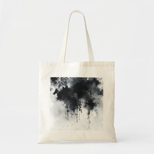 Bolsa Tote Impressão 2 de Aquarela Preta e Branco (Frente)