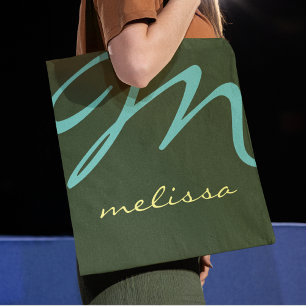 Bolsa Tote impressão (ambos os lados) verde grande saco de to