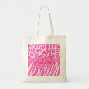Bolsa Tote Impressão animal e Arco-menina, zebra rosa-branca,