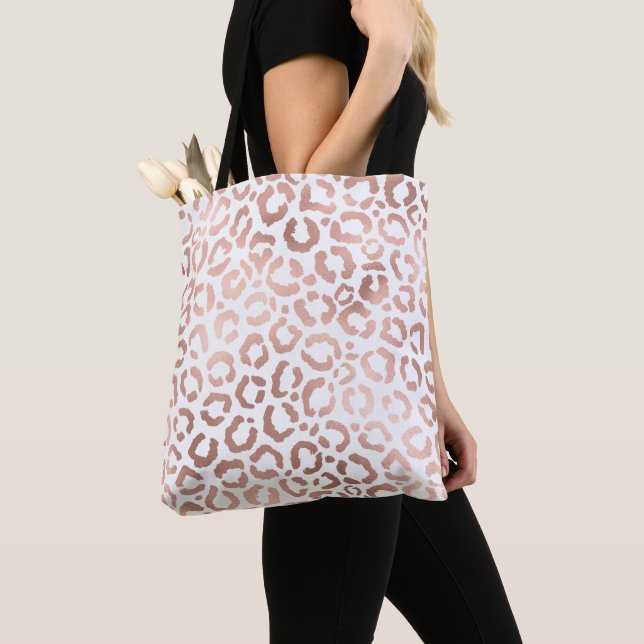 Bolsa Tote Impressão Animal Leopard Cheetah, Rosa Chic (Close Up)