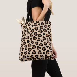 Bolsa Tote Impressão Animal, Leopardo Castanho, Manchas de Ch
