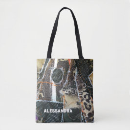 Bolsa Tote Impressão animal monograma, penteada