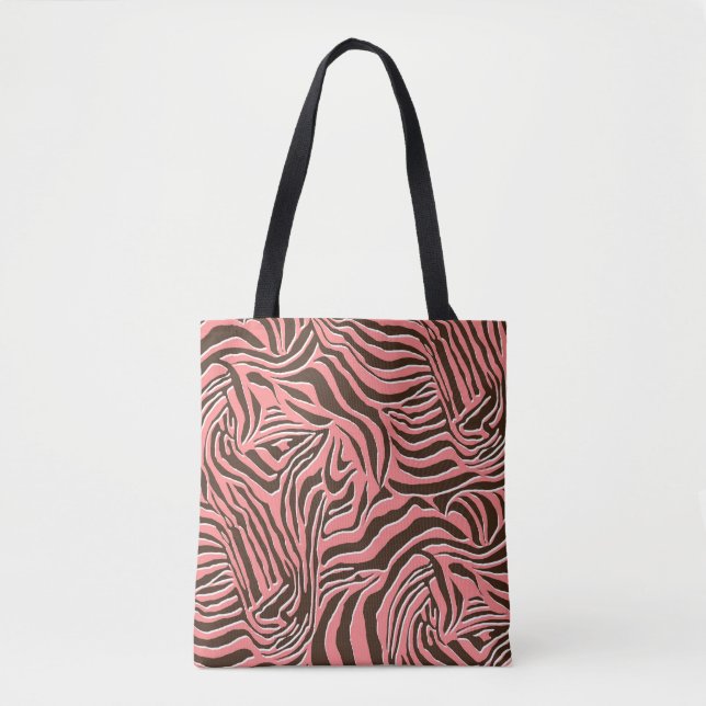 Bolsa Tote Impressão animal, padrão de zebra uniforme. (Frente)