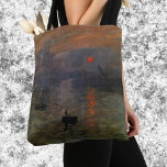 Bolsa Tote Impressão Aumento do sol por Claude Monet, Vintage<br><div class="desc">Impressão, Sunrise (1872), de Claude Monet, é uma pintura náutica de arte do impressionismo antigo. A posição do sol parece que também pode ser um pôr do sol. Uma paisagem marítima no porto de Le Havre, França com vários barcos em primeiro plano no nascer do sol. Sobre o artista: Claude...</div>